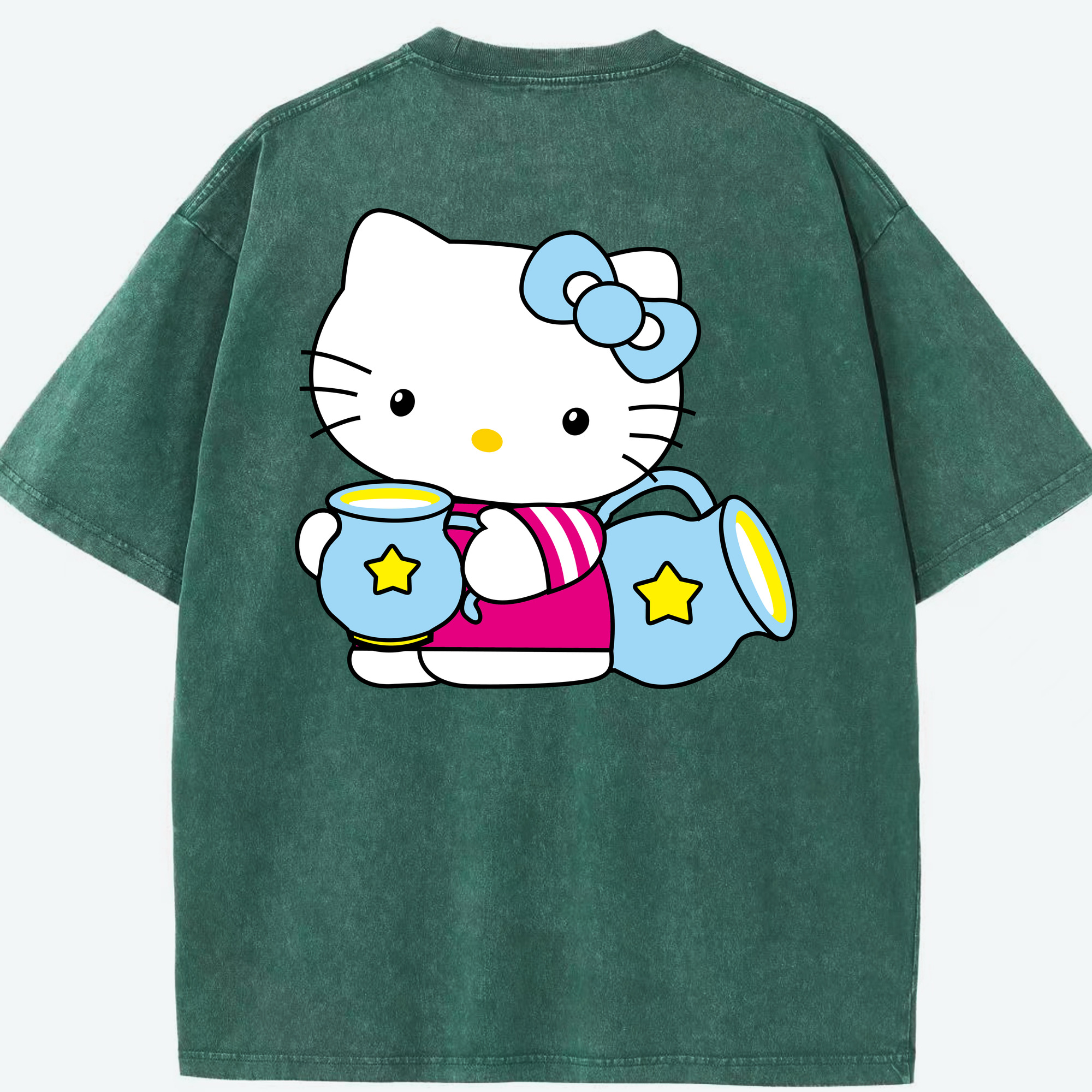 （画像用） Hello Kitty ハローキティ 綿100% ヴィンテージ風 半袖Tシャツ（背面プリント）